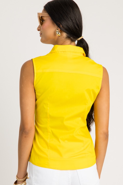Sleeveless Button Down Shirt, Yellow - 0617-58.jpg