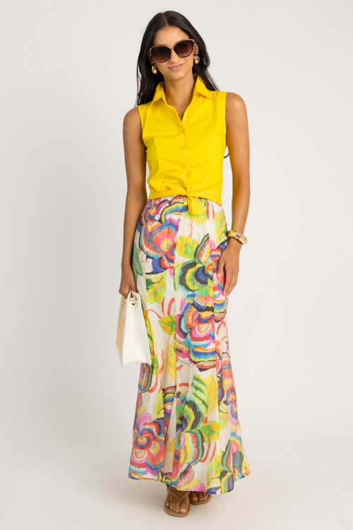 Sleeveless Button Down Shirt, Yellow - 0617-62.jpg