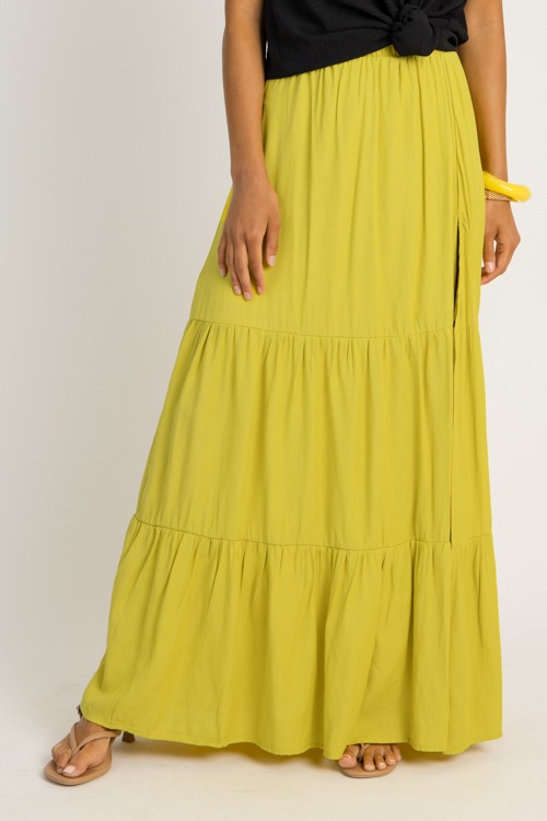 Tiered Slit Maxi Skirt, Chartreuse - 0617-67h.jpg