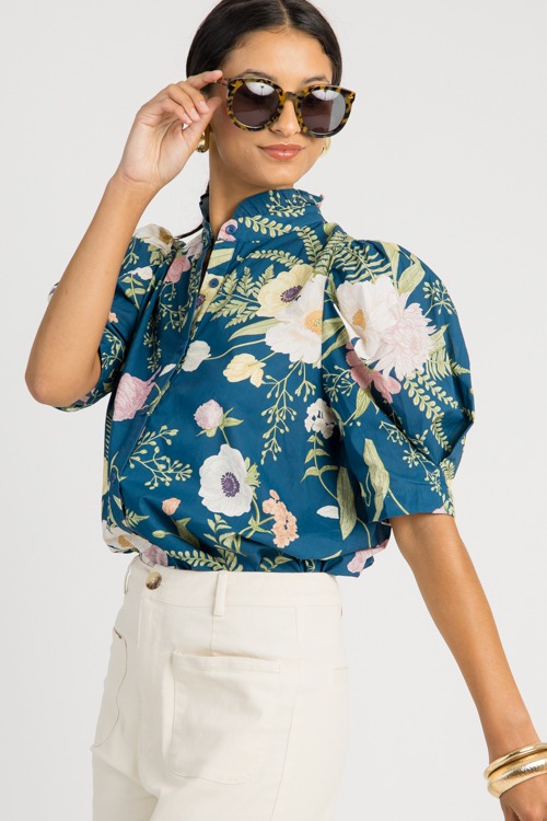 Garden Party Blouse, Teal