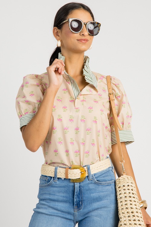 Blooming Trim Top, Ecru