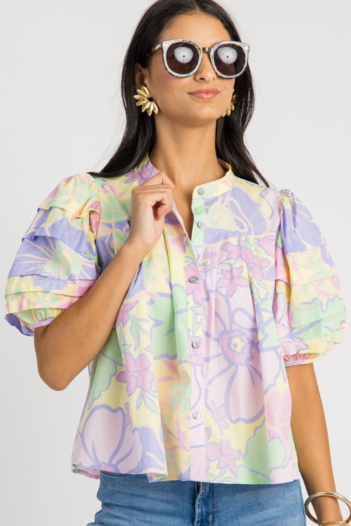 Pastel Floral Pleat Top, Lavend - 0618-84h.jpg