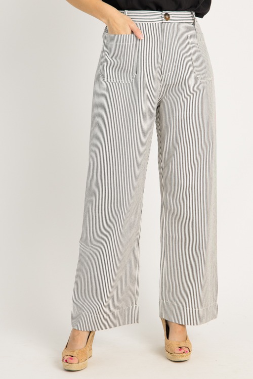 Alaya Stripe Pants, Black