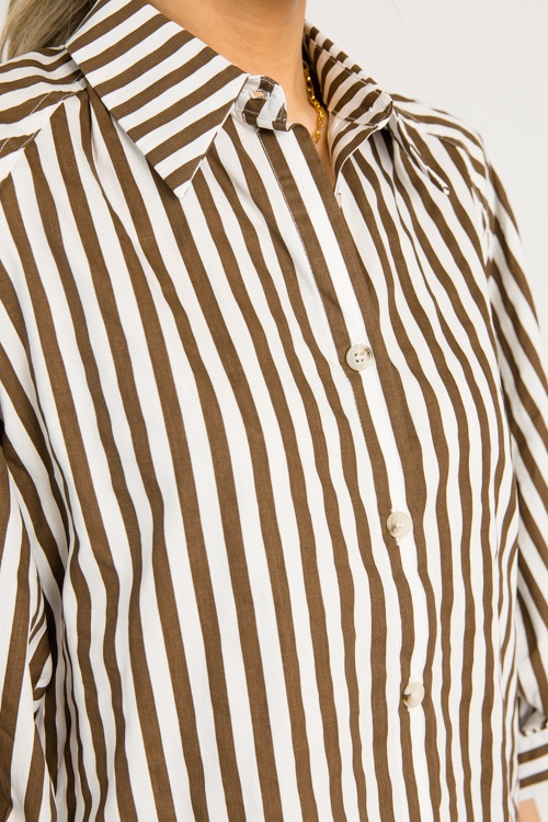 Striped Oversize Shirt, Brown - 0619-130.jpg