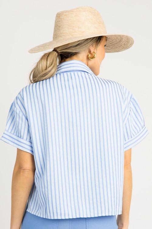 Cuff Sleeve Stripe Shirt, Blue - 0619-143.jpg