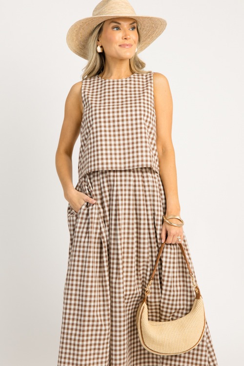 Gingham Skirt Set, Mocha