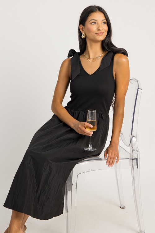 Mix Media Bow Tie Midi, Black