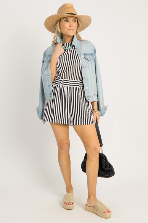 Stripe Knit Shorts Set, Black - 0619-37p.jpg