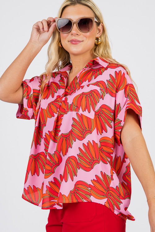 Go Bananas Blouse, Pink/Red