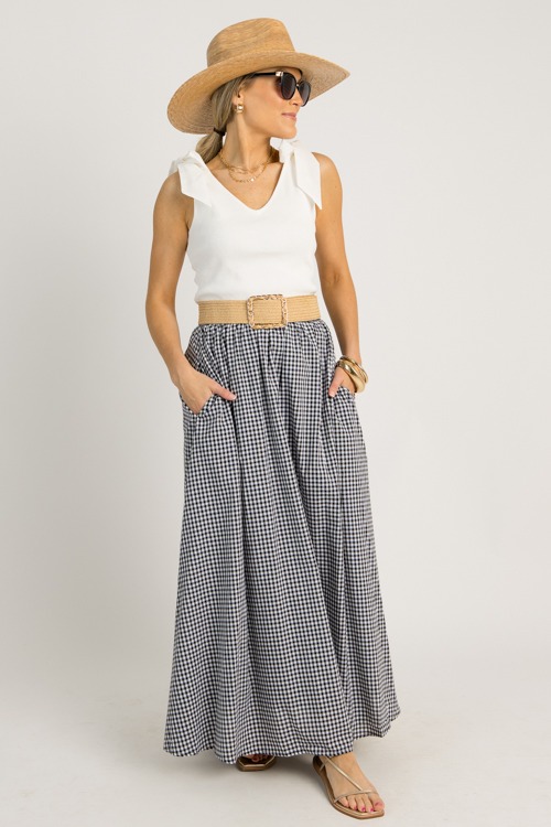 Gingham Maxi Skirt, Black