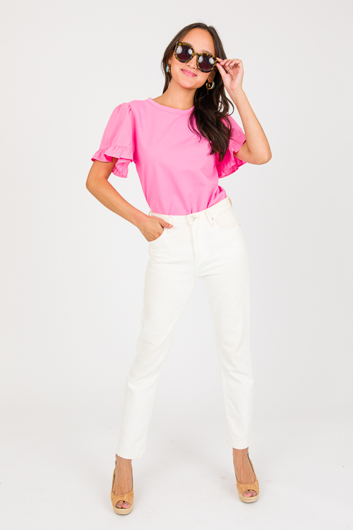 Poplin Sleeve Top, Pink