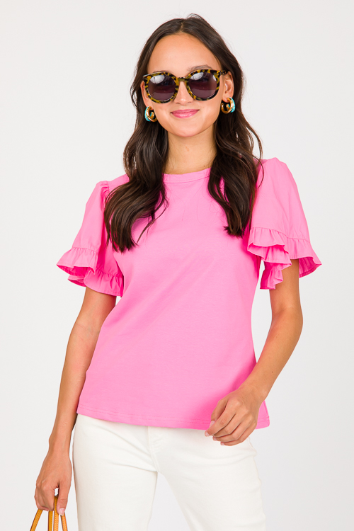 Poplin Sleeve Top, Pink