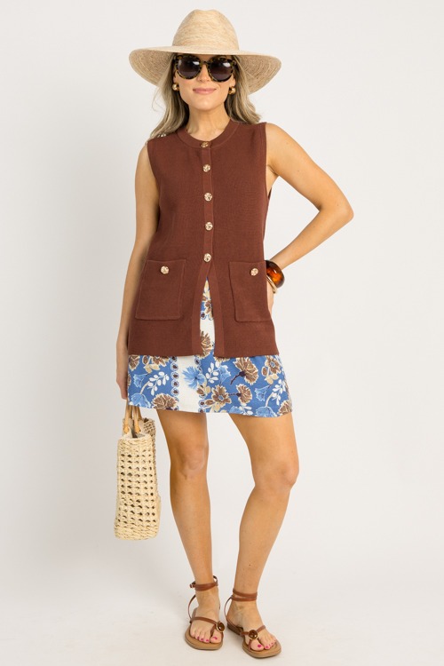 Buttoned Sweater Vest, Brown