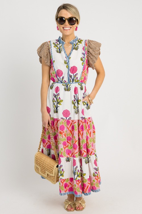 Mix Up Floral Midi, White