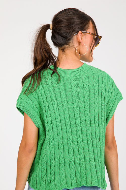 Sleeveless Cable Sweater, Green