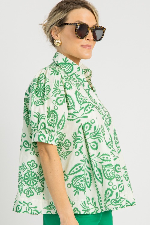 Pleated Print Button Top, Green - 0620-34.jpg
