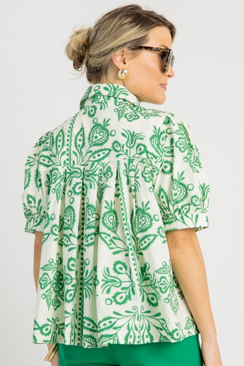 Pleated Print Button Top, Green - 0620-35.jpg