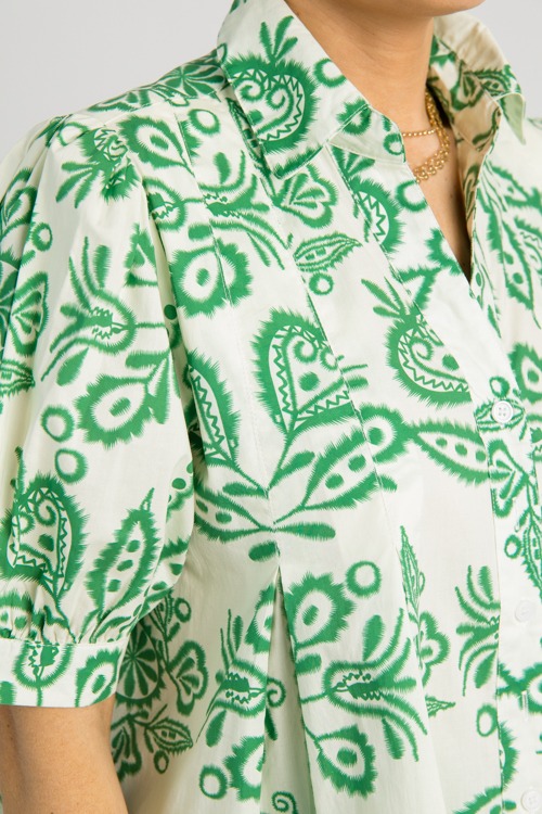 Pleated Print Button Top, Green - 0620-36.jpg