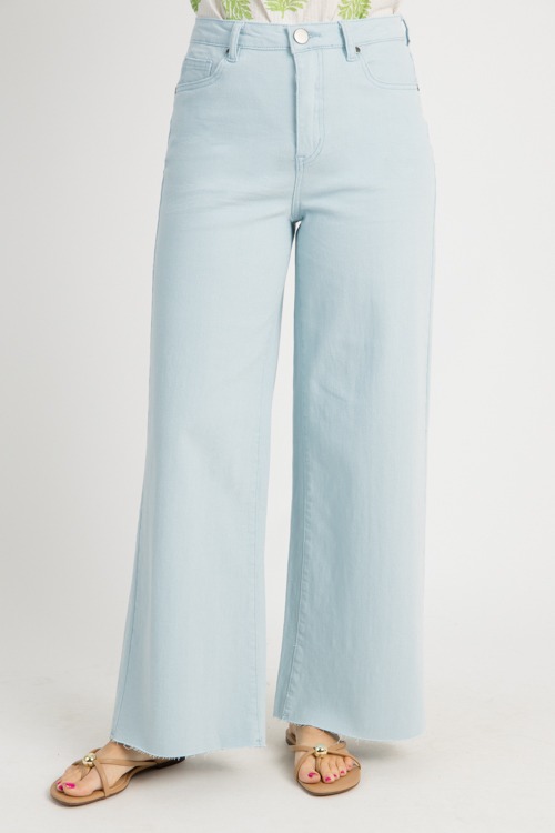 Raw Hem Wide Leg Pants, Snow Blue