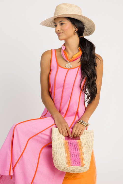 Two-Tone Piping Midi, Pink