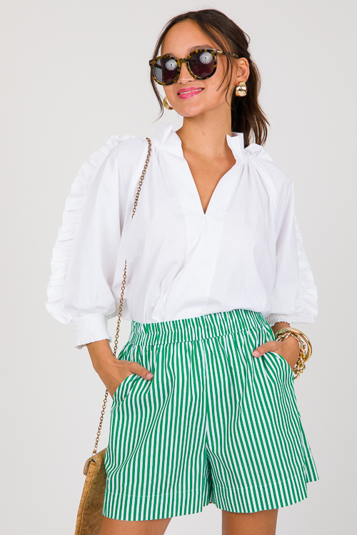 Preppy Ruffle Top, White