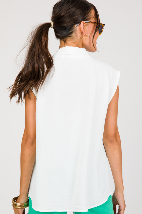 Solid Pleat Top, Off White