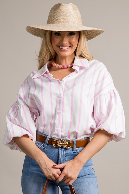 Bubble Sleeve Stripe Shirt, Lt. Pink - 0620-97.jpg