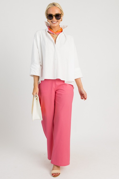 High Waisted Linen Pants, Hot Pink