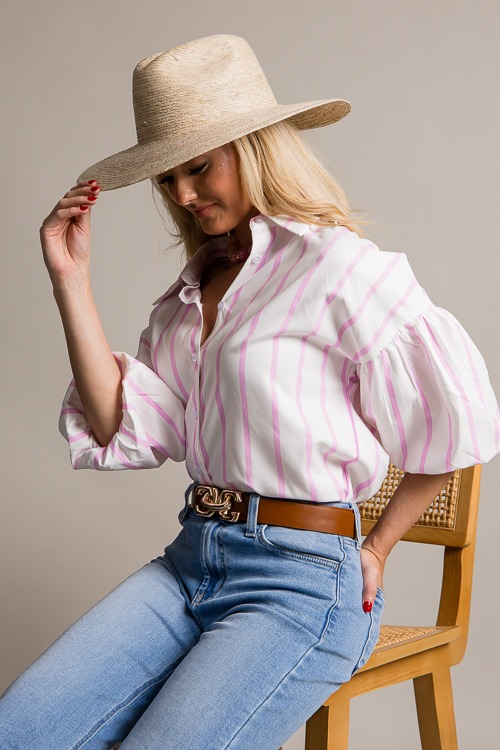 Bubble Sleeve Stripe Shirt, Lt. Pink - 0620-98.jpg