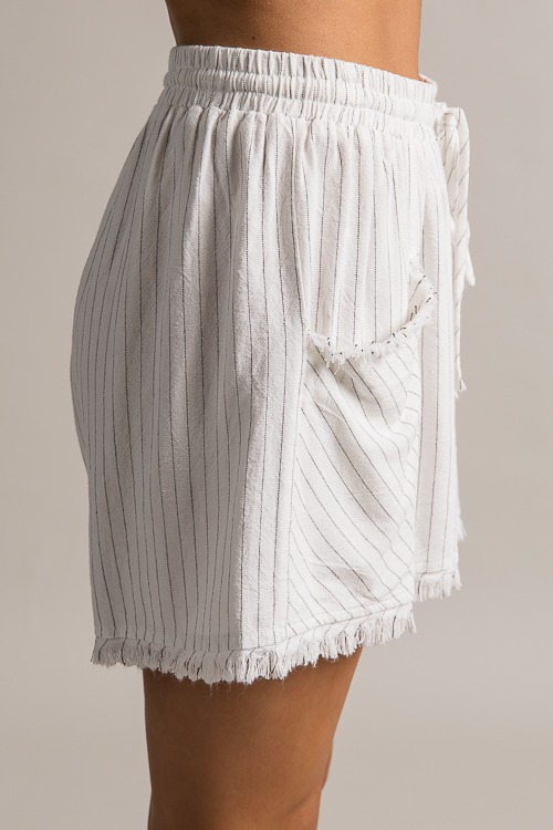 Frayed Pinstripe Shorts, Off White - 0621-111.jpg