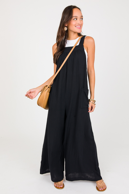 Tie Back Gauze Jumper, Black
