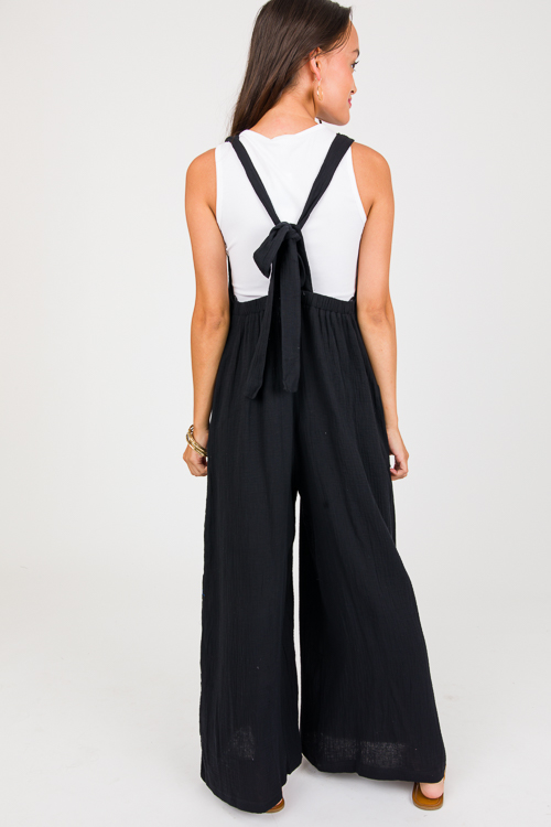 Tie Back Gauze Jumper, Black