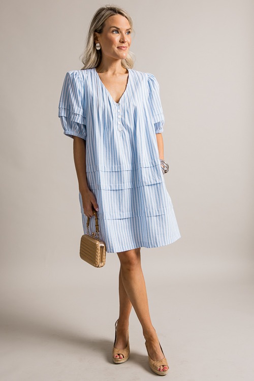 Pleat Detail Dress, Blue Stripe - 0621-197.jpg