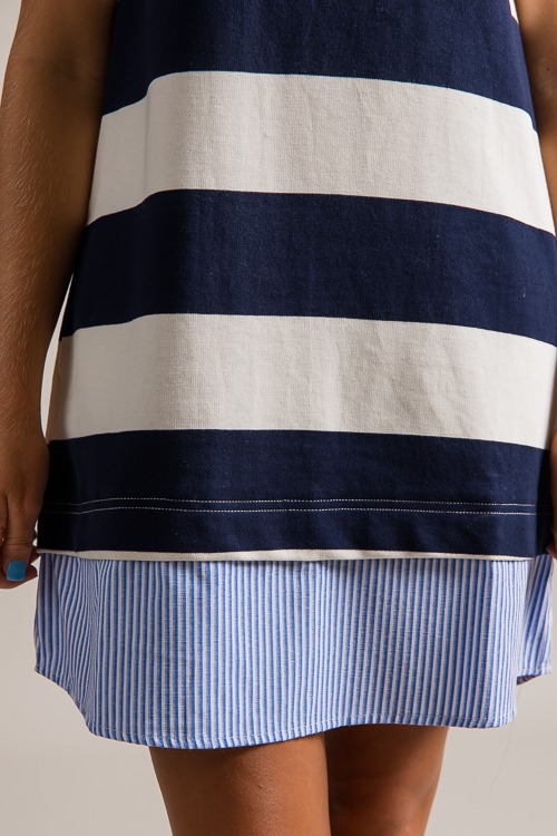 Stripe Contrast Hem Dress, Navy - 0621-273.jpg