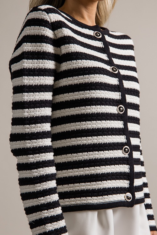 Timeless Stripe Cardigan, Cream/Black - 0621-279h.jpg