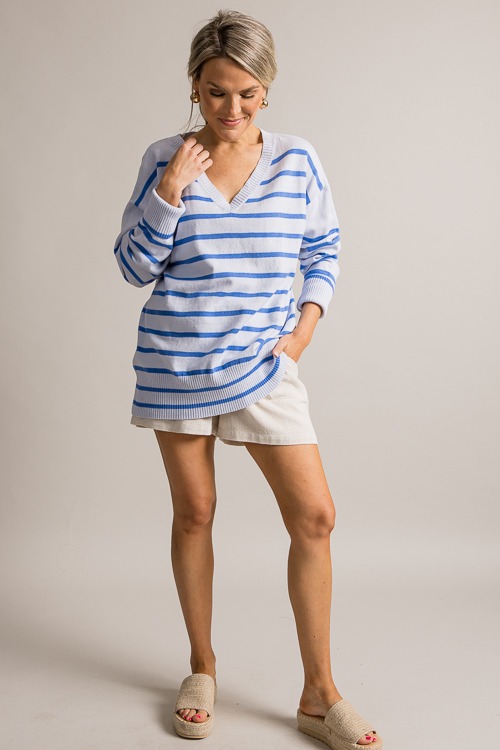 Stripe V-Neck Sweater, Blue - 0621-453.jpg