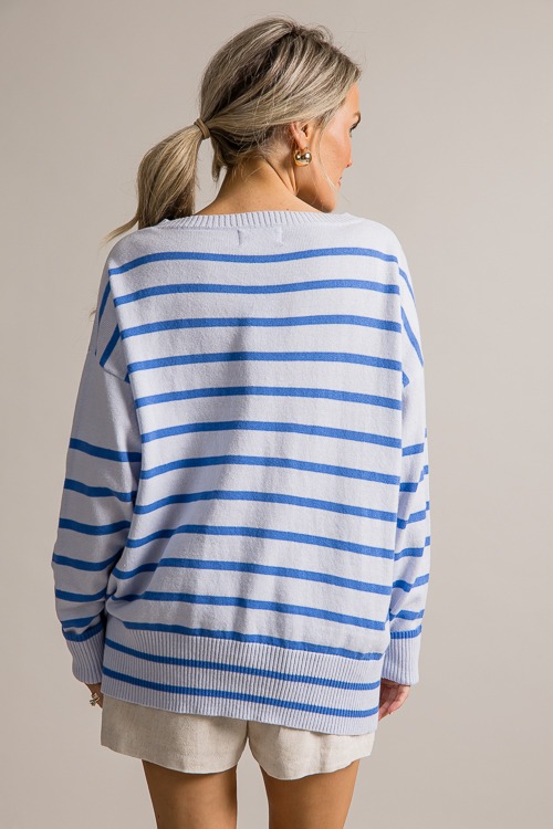 Stripe V-Neck Sweater, Blue - 0621-456.jpg