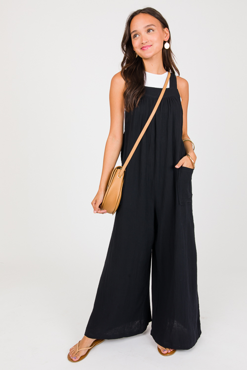 Tie Back Gauze Jumper, Black