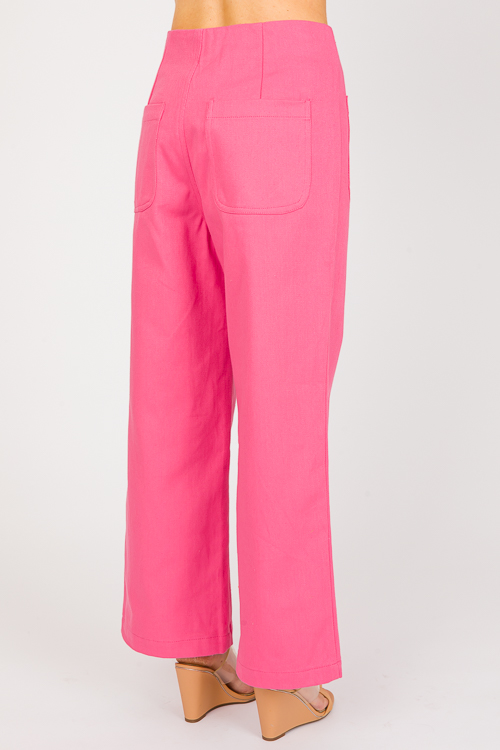 Gold Button Canvas Pants, Pink