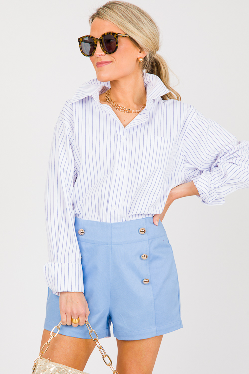 Oversized Pinstripe Shirt, White