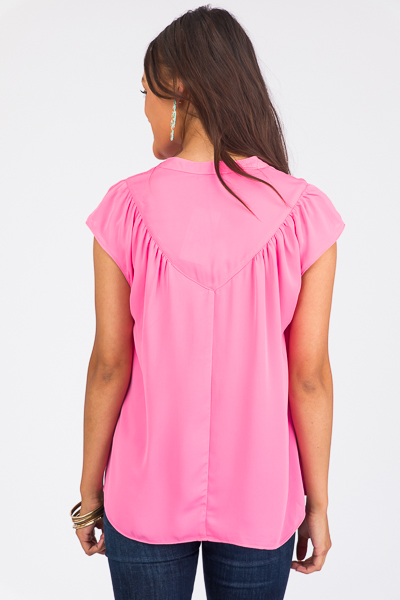 Half Button Pink Blouse