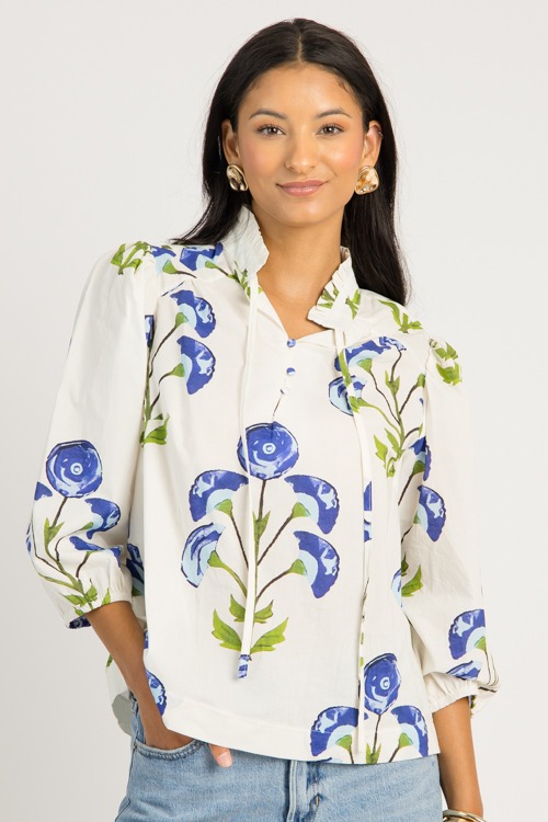 Patrice Floral Top, Cream