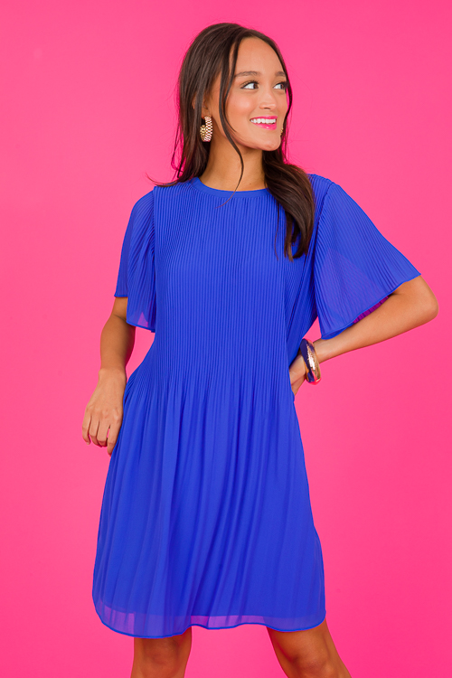 Pleated Dress, Capri Blue