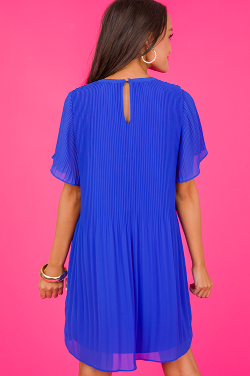 Pleated Dress, Capri Blue
