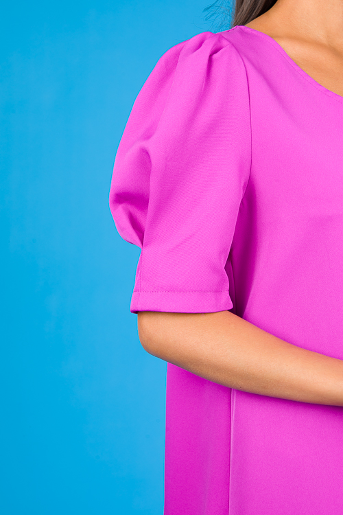 Toni Puff Sleeve Dress, Magenta