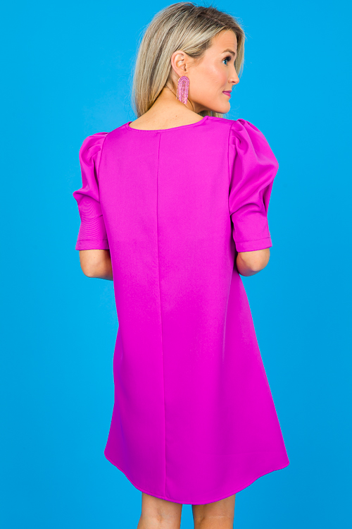 Toni Puff Sleeve Dress, Magenta