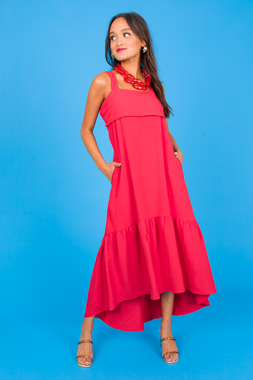 Tie Back Overlay Midi, Red