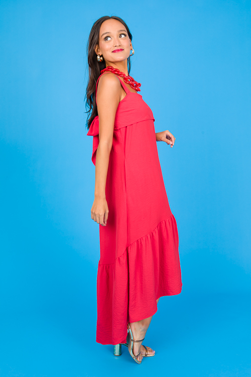 Tie Back Overlay Midi, Red