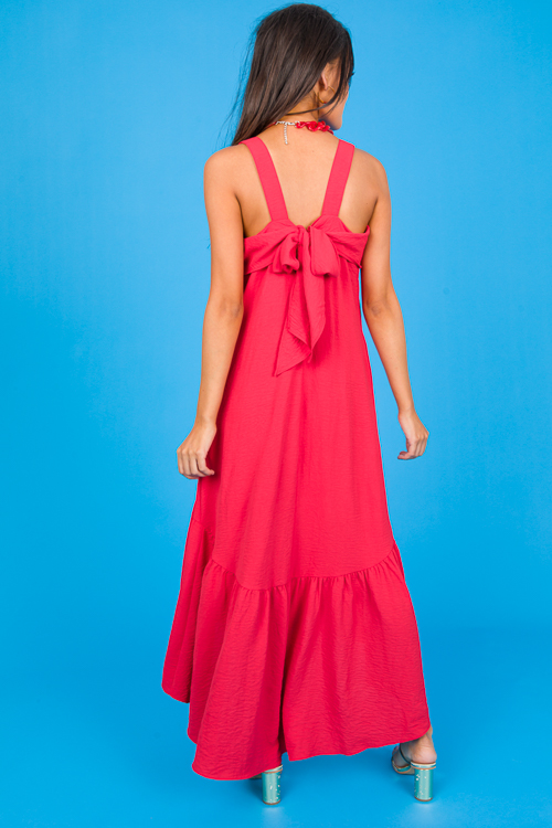 Tie Back Overlay Midi, Red