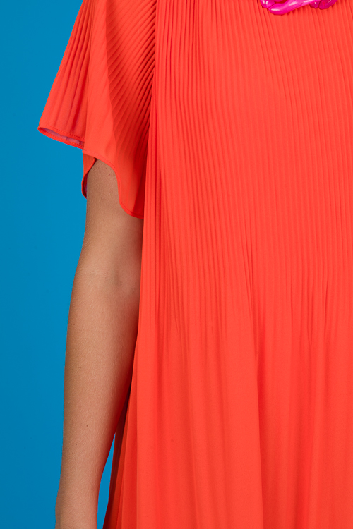 Pleated Dress, Spicy Orange